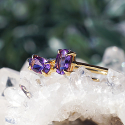 6毫米紫水晶橢圓形刻面爪戒指（垂直或水平） - Kikyo 第5張的照片