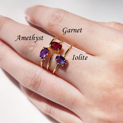 6毫米紫水晶橢圓形刻面爪戒指（垂直或水平） - Kikyo 第6張的照片