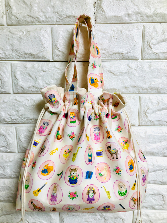 ❤️yukiemonボンボンジャーニー柄ミニ巾着トートバッグ❤️ 1枚目の画像