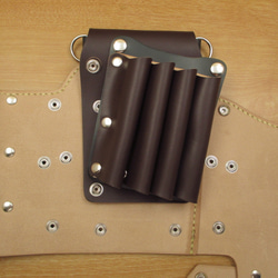 本革　手縫い　フタ付き　７丁シザーケース　(ダークブラウン×ダークグリーン)　SCA-44/CDA 5枚目の画像