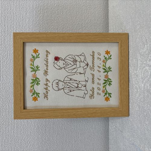 ウェディングボード ウェルカムボード 線画刺繍 オリジナル ウェルカム