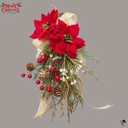 残1点！Xmas 飾り方2way ポインセチア 壁ドア飾り 送料無料 BOX