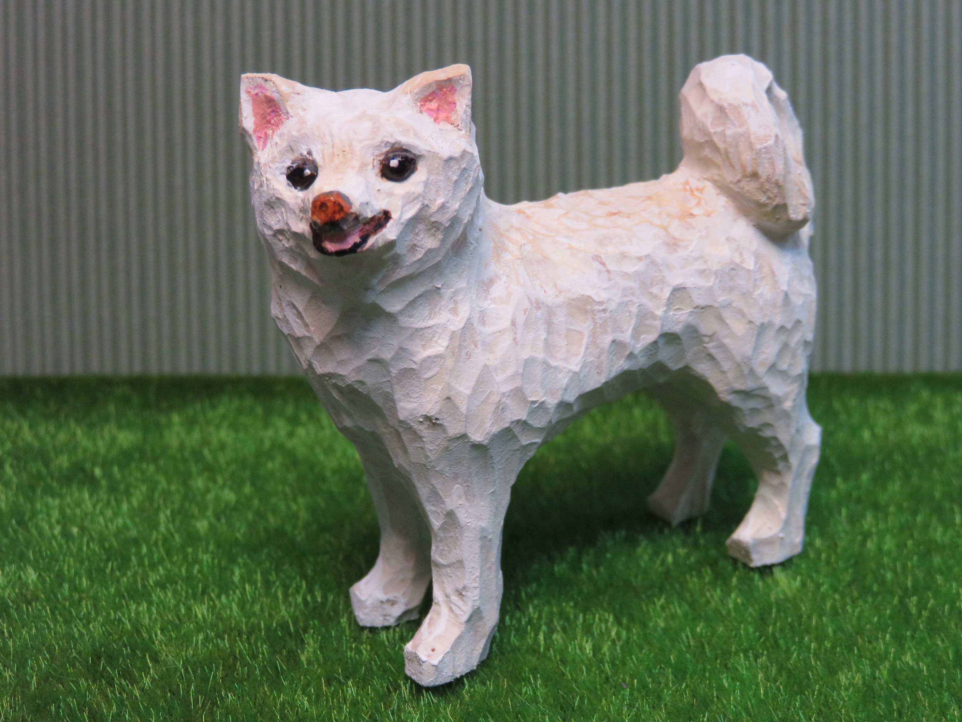 セミオーダー・ワンニャン　木彫り　手彫り　白柴（柴犬、黒柴変更可） 4,000円