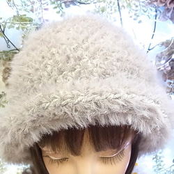 ニット帽 ニットキャップ 帽子   セーラーハット キャットヤーン ライトグレー 10枚目の画像