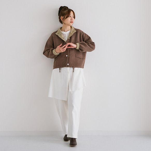 【AW新作】ワンランク上のこなれコーデにオススメ ジャケット見えニットカーディガン 裏配色 アウター 25577 9枚目の画像