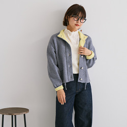 【AW新作】ワンランク上のこなれコーデにオススメ ジャケット見えニットカーディガン 裏配色 アウター 25577 13枚目の画像