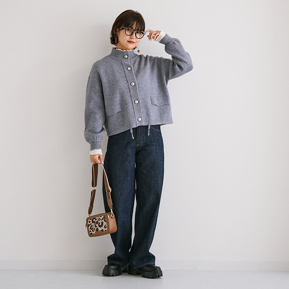 【AW新作】ワンランク上のこなれコーデにオススメ ジャケット見えニットカーディガン 裏配色 アウター 25577 12枚目の画像