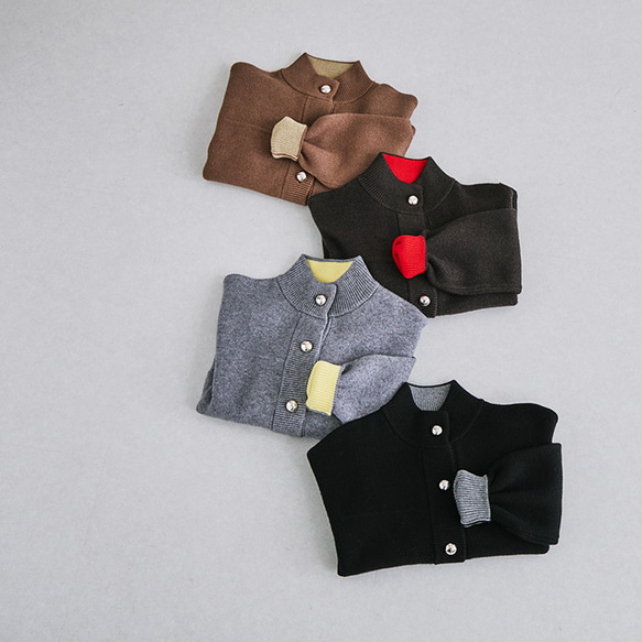 【AW新作】ワンランク上のこなれコーデにオススメ ジャケット見えニットカーディガン 裏配色 アウター 25577 20枚目の画像