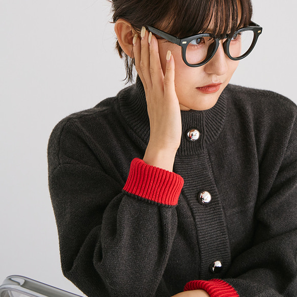 【AW新作】ワンランク上のこなれコーデにオススメ ジャケット見えニットカーディガン 裏配色 アウター 25577 18枚目の画像