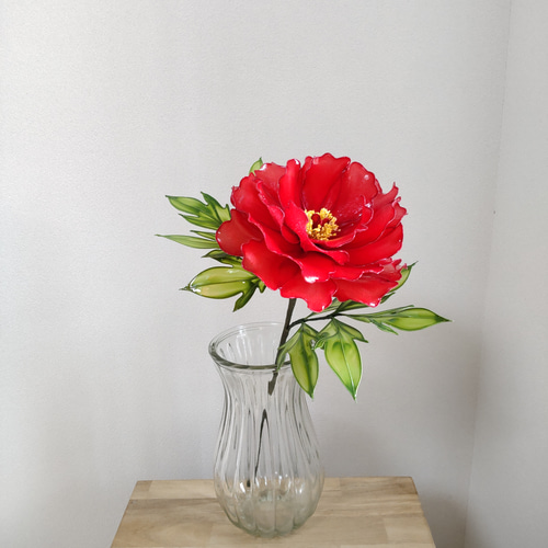牡丹♡紅白♡大輪♡ディップアート♡アメリカンフラワー アート