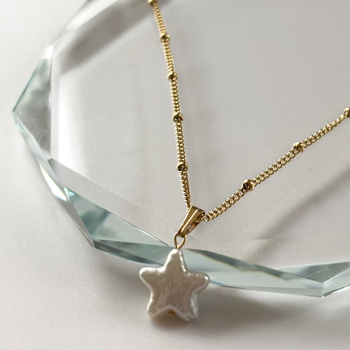 星型淡水パールのひと粒ネックレス 星パール バロックパール 淡水