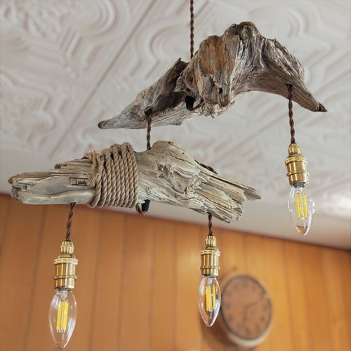 流木の3灯ペンダントライト760 選べるランプシェード ダイニング