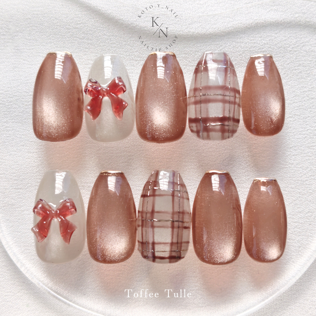 ネイルチップ　ニュアンスネイル　チェックネイル　ブライダル　ウェディング　結婚式　パール　成人式　秋ネイル　冬ネイル