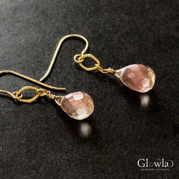 オレゴンサンストーン・シトリンのしずく束ね14kgfピアス/16kgpイヤリング