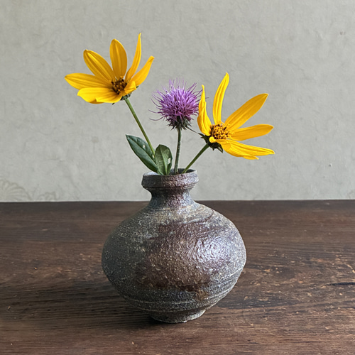 一輪挿し ミニ花入 ミニミニ花瓶 ミニミニ花入 花入れ 小壺 赤土丸徳利