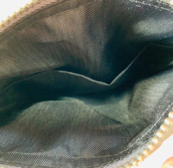 kumasanグレー　フラットポーチ　H20W15 縦長ポーチ　くまキルト　小物入れ 5枚目の画像