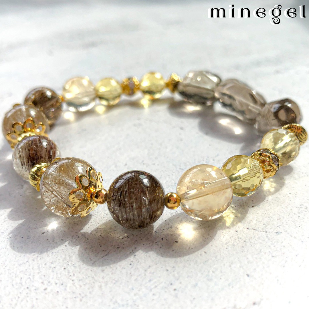 ⭐️ファイナルグレードルチルクォーツ お金の運気アップブレスレット✨ ♡minegel ルチル