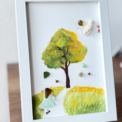 値下げ》シーグラスアート 【お花見ひな祭り 】インテリア