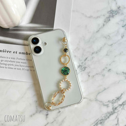 [全機種対応] 洗練ラグジュアリー ハンドホルダー付きスマホケース 落下防止ベルトストラップ付きスマホカバー 1枚目の画像