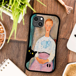 モディリアーニ✖️猫  耐衝撃 グリップケース iPhoneケース 2枚目の画像
