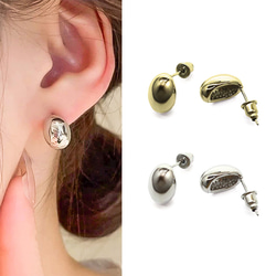 オーバルスタンドピアス 両耳 1枚目の画像