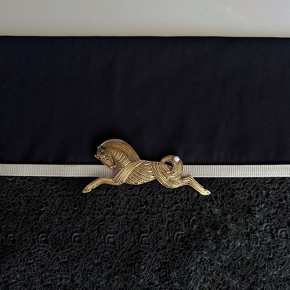 2026  干支　午年【馬】真珠帯留め.:*・゜【VG】(ブローチ変更可) 2枚目の画像