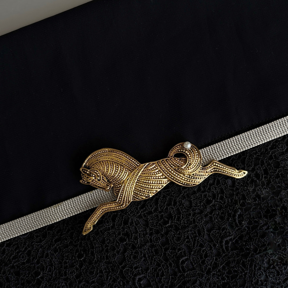 2026  干支　午年【馬】真珠帯留め.:*・゜【VG】(ブローチ変更可) 5枚目の画像