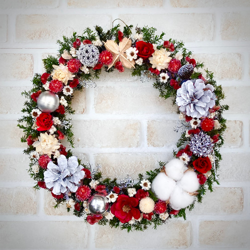 早割クリスマスリース2025☆大きめフラワークリスマスリース