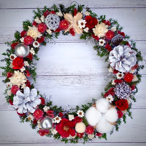 早割クリスマスリース2025☆大きめフラワークリスマスリース