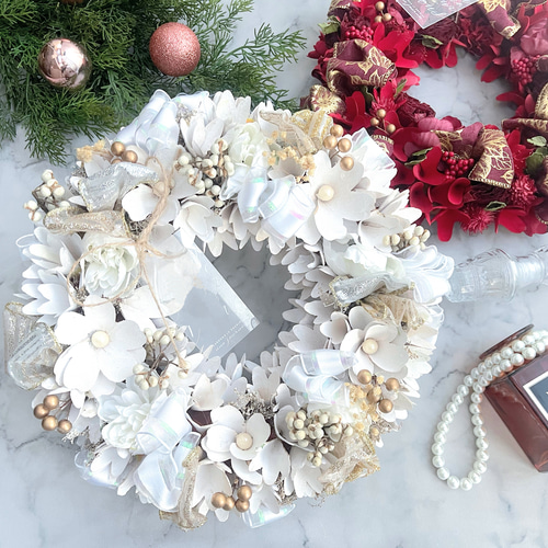 クリスマスリース2025 ブラン・ノエル（エレガントホワイト） リース