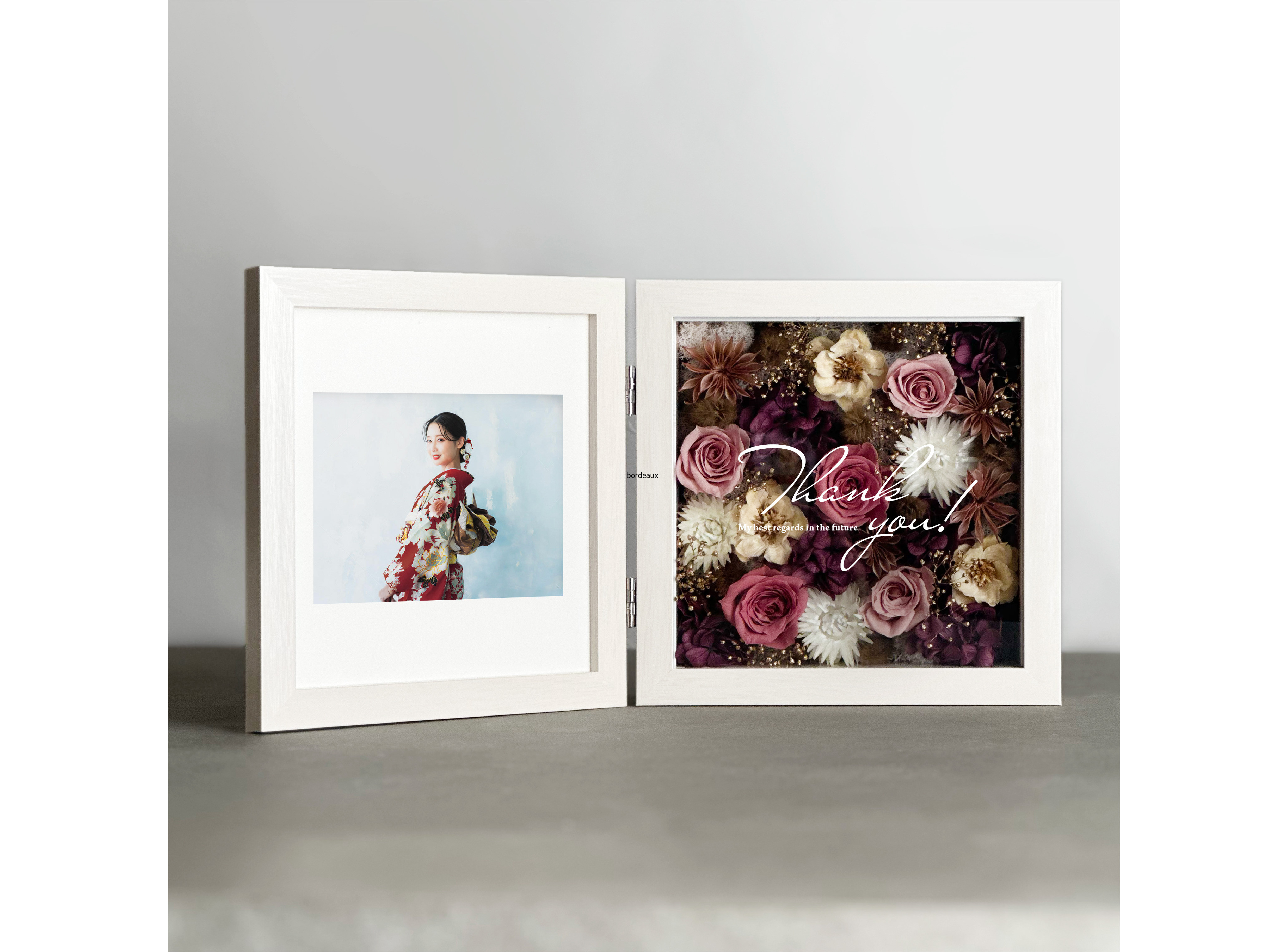 子育て感謝状「フォトフレーム フラワーボックス <ボルドークレール>」両親贈呈品・結婚祝いなど