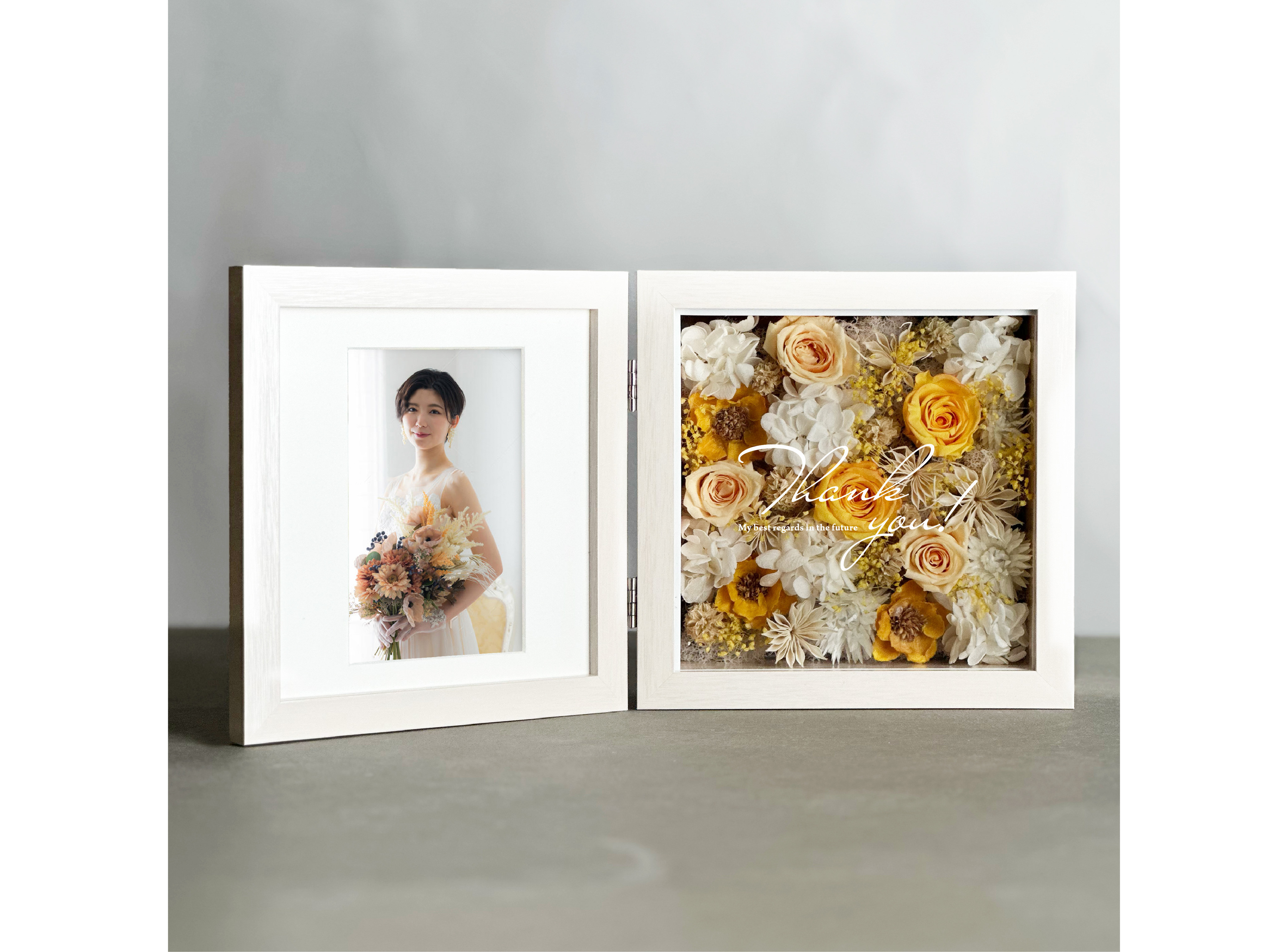 子育て感謝状「フォトフレーム フラワーボックス <イエローローズ>」両親贈呈品・結婚祝いなど