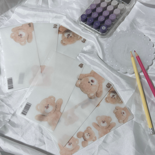 早い者勝ち　韓国　貯金　貯蓄　バインダー　カバー　リフィル　A5 くま　ベア ましかくバインダー リフィル テディベア レッド ハート 韓国