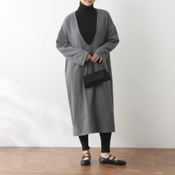 全4色　Vネック　ストレッチ　小千鳥格子　ワンピース♪オーダーサイズ可 7枚目の画像