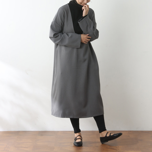 全4色　Vネック　ストレッチ　小千鳥格子　ワンピース♪オーダーサイズ可 4枚目の画像