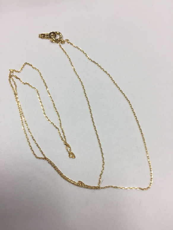 K18イエローゴールド 45cm カット小豆ネックレス 新品 本物 18金 レディース 1枚目の画像
