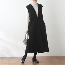 （再販）全18色　Vネック　ストレッチ ワンピース♪オーダーサイズ可 5枚目の画像