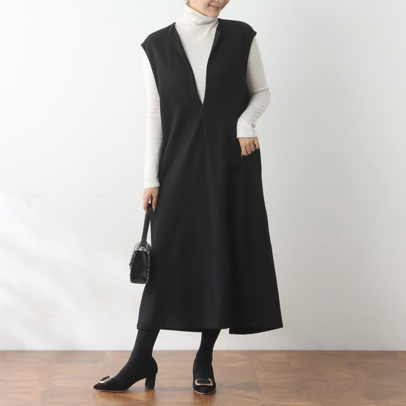 （再販）全18色　Vネック　ストレッチ ワンピース♪オーダーサイズ可 7枚目の画像