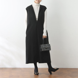 （再販）全18色　Vネック　ストレッチ ワンピース♪オーダーサイズ可 4枚目の画像