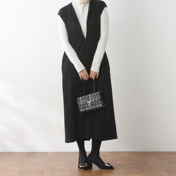 （再販）全18色　Vネック　ストレッチ ワンピース♪オーダーサイズ可 3枚目の画像