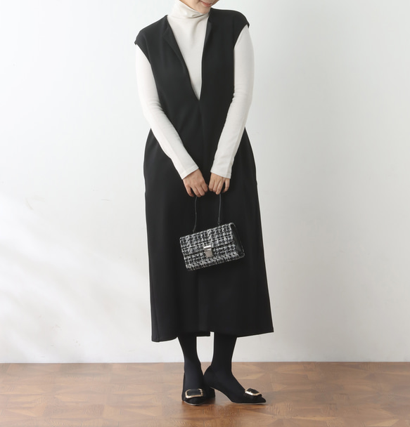 （再販）全18色　Vネック　ストレッチ ワンピース♪オーダーサイズ可 3枚目の画像