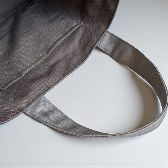 【新色】グレー×チャコールグレー◆インド刺繍×帆布/ミニトートバッグ 9枚目の画像