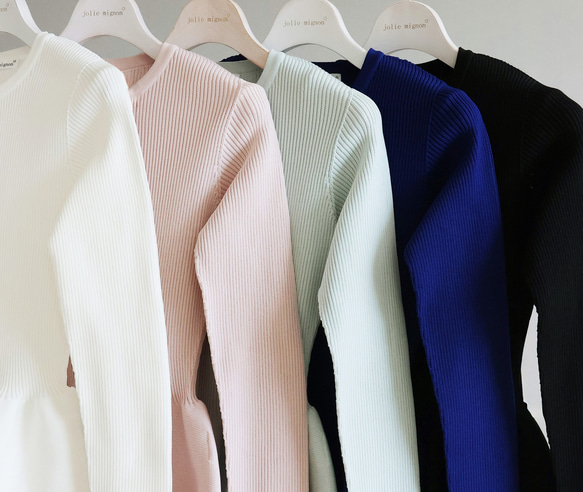 【美シルエットニット！】ホールガーメント ペプラムオープンファスナーカーディガン【バレエピンク】 18枚目の画像