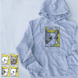 【メッセージ】アメコミ風　フレブルパーカー　グレーパーカー　メッセージ入れ　親子コーデ 1枚目の画像