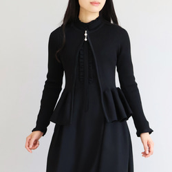 【程よい甘さがポイント◎】ホールガーメント ペプラムオープンファスナーカーディガン【アイシーグリーン】 10枚目の画像