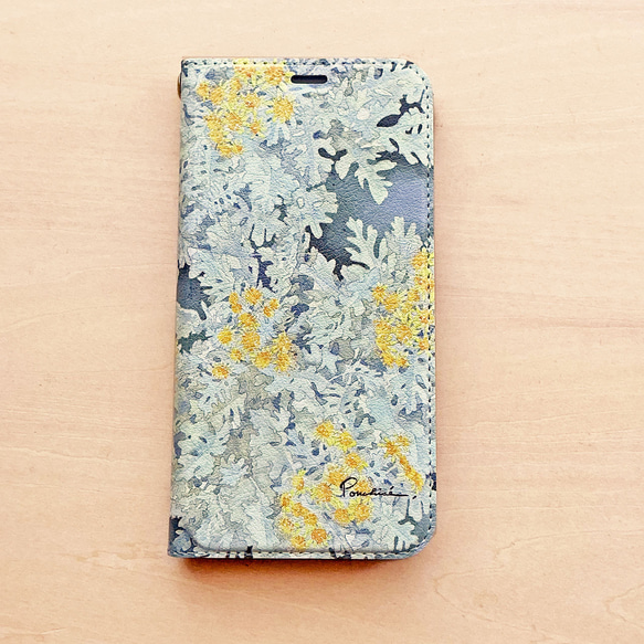 手帳型スマホケース　シロタエギク 2枚目の画像