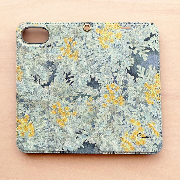 手帳型スマホケース　シロタエギク 4枚目の画像