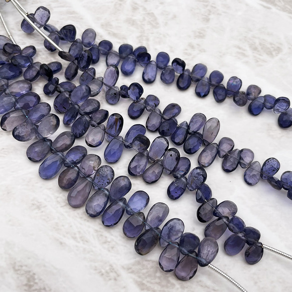 アイオライト 10cm 32個 ドロップ ハンドカット ブルー系 スミレ色 5mm 6mm 10mm st0004 2枚目の画像