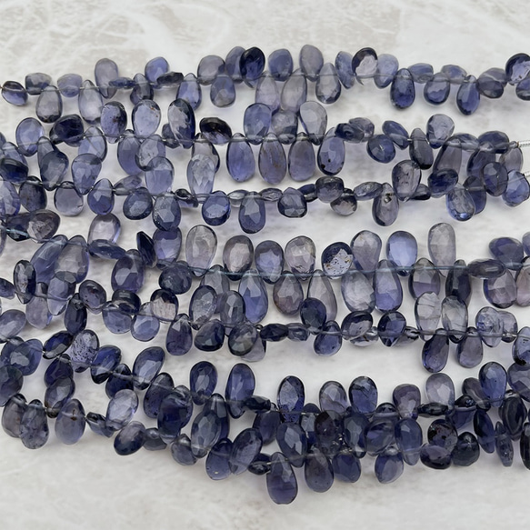 アイオライト 10cm 32個 ドロップ ハンドカット ブルー系 スミレ色 5mm 6mm 10mm st0004 3枚目の画像
