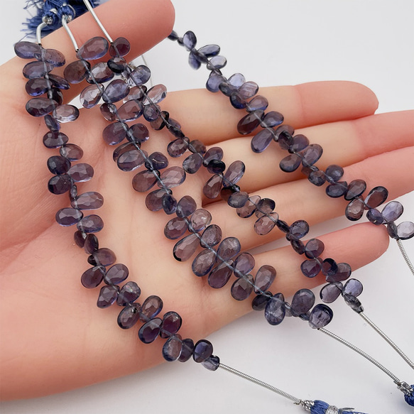 アイオライト 10cm 32個 ドロップ ハンドカット ブルー系 スミレ色 5mm 6mm 10mm st0004 4枚目の画像